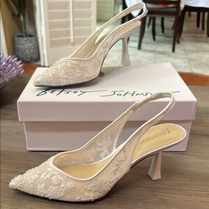 Blue by Betsey Johnson Nikki Mesh Flower Beaded Slingback Pumps